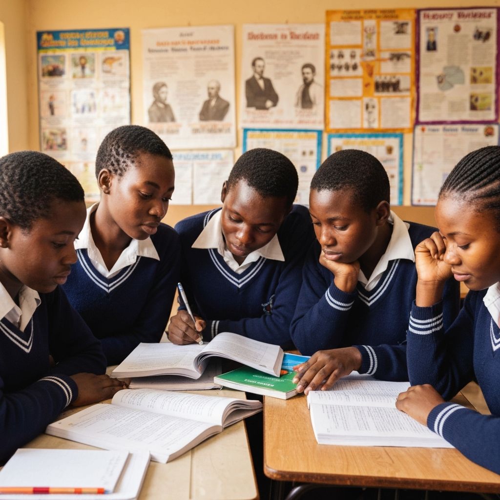 Students engaged in learning with textbooks
